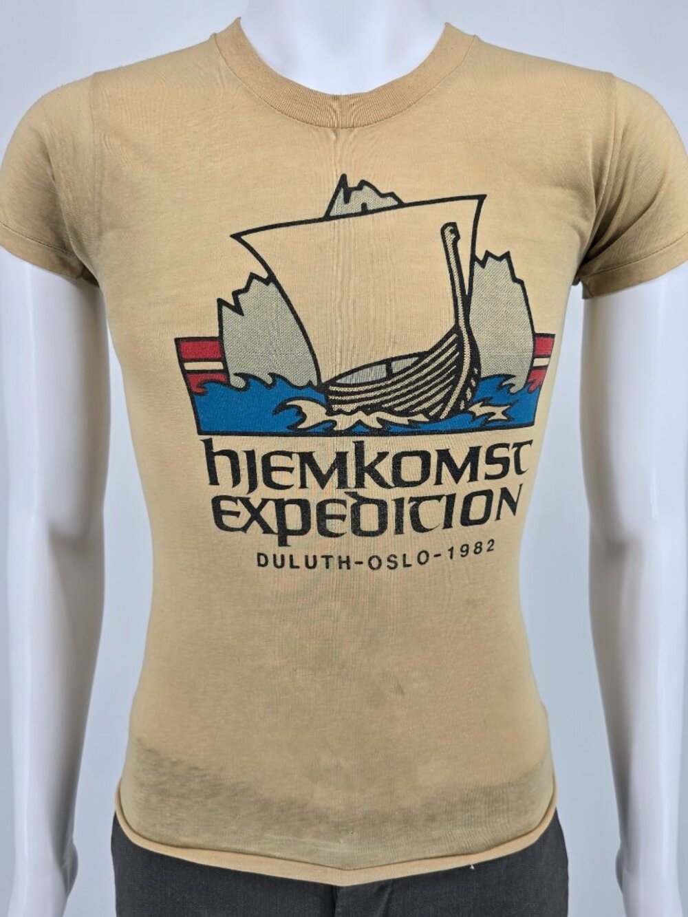 RARE Vintage 1982 Hjemkomst Expedition Duluth to Oslo Viking Ship T-Shirt (XS)